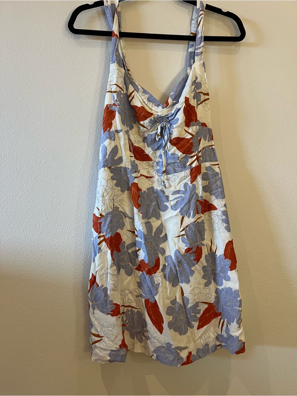 l*space White Mini Dress with Blue and Rust Floral Print